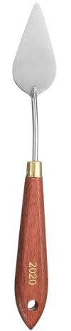 sourcing map Palette Knife Painting Tool 2.36 x 1.18 Stainless Steel Teardrop Blade 8.27 Length Spatula Painting Pallet Knives with Hole Beech Wood Handle for Oil Acrylic Canvas, Red/Silver