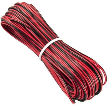URCIANOW 0.2mm 22AWG 2 Core Cable 20M Red Black Flat Cable | 22 Gauge Stranded Tinned Copper Wire, 1.6x3.2mm, 12V 24V Rated, for RGB LED Strips, Garden Lighting & DIY Electrical Repairs
