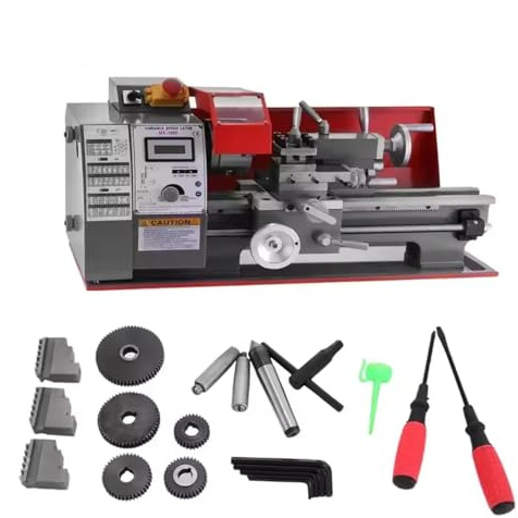 50-2250PRM Mini Torno Metal 17.78 x 30.56 cm Torno Metal Pequeño para Taladrado 68kg Micro Metal Fresadora 600W Máquina de Torno Mini Metal Torno Velocidad Variable