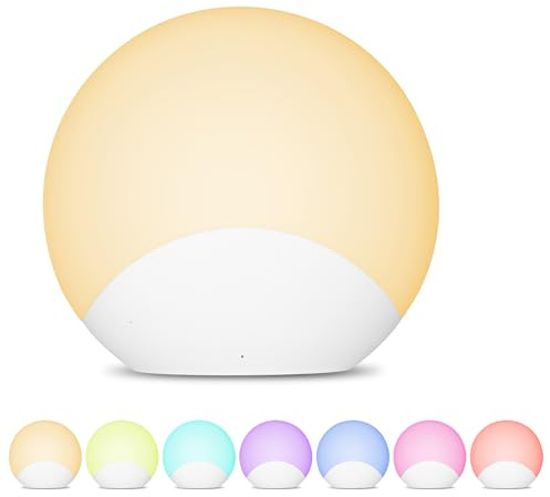 Withosent Veilleuse Enfant, Lampe de Chevet Tactile pour Bébé avec 8 Couleurs, USB RechargeabAle Lampe Chevet à Dimmable, Veilleuse Allaitement Nuit Night Light avec Minuterie Chambre,Cadeau