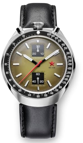 Red Star Bullhead Chronograph Herren Super Luminous 1963 ST1901 Uhrwerk 3D Bubble Mirror Pilot Mechanische Armbanduhr