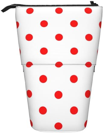 Polka Dot.Standing Telescopic Pencil Bag Oxford Cloth Bag Portable for Boys Girls Teens Students Office, Schwarz , Einheitsgröße