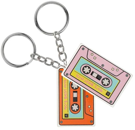 PLAFOPE 2 Stück-pack Kreative Acryl Schlüsselanhänger Aus Klebeband Pink Und Orange Doppelseitiger Taschen Und Portemonnaie Anhänger Langlebiges Material Für Musiker Und Tonbandfans