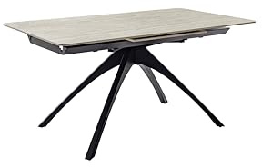Robas Lund Cerrito Esstisch, Ausziehbar 160-220 cm, Beige Marmoriert, 160x76x90 cm, 104,8 kg, Keramik/Metall, Feuchtes Tuch, Esszimmer/Küche, Made in China