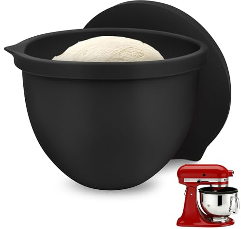SelfTek Silicone Bowl Liners for 5 Qt KitchenAid Mixer - Thicken Mixer Bowl Liners Accessories and Attachments for Stand Mixers, Heat-Resistant & Easy to Clean, Protects Mixing Bowls, Black