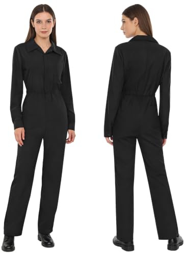 Freebily Damen Arbeitsoverall Blaumann Overall Arbeits Jumpsuit Mit Knöpfen Coverall Werkstatt Mechaniker Arbeitskleidung