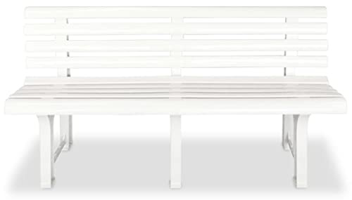 MOBCANT Klassische Gartenbank & Outdoor Bank Weiß Kunststoff Parkbank Balkonbank für Terrasse, Garten, Outdoor-Bereich (145,5 x 49 x 74 cm)