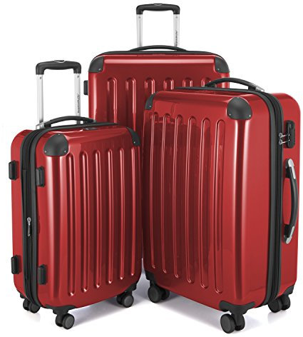 Hauptstadtkoffer - Alex - Gepäckkoffer, Hartschalen-Trolley, 4 Räder, erweiterbar, rot, Set