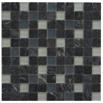 Marmor Glasmosaik Matte 30 x 30 cm Grau Weiss Mosaik Fliesen Naturstein M674
