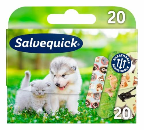 Salvequick Barnplåster - katter och hundar för barn (förpackning med 20)