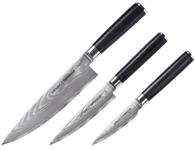 SAMURA Damascus Professional Japanese Kitchen Set von DREI Messern