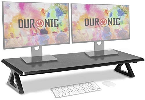 Duronic DM06-2 BK Supporto monitor scrivania dimensioni 81 x 30 cm - Supporto da tavolo altezza 15 cm per monitor e Laptop - Capacità 10kg - Mensola ergonomica per scrivania