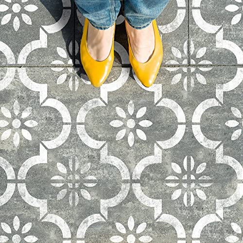 2 x Faux Tile Stencils - Paint Tile Effect on Floors Walls Furniture - Jannah 6 (152mm) Single