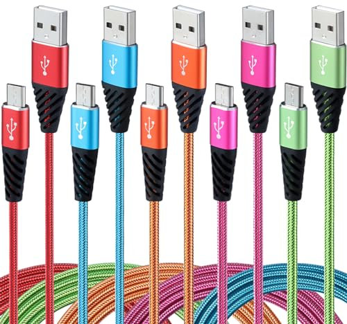 Bynccea Android Charger Cable Fast Charge,Nylon Braided Micro USB Cable 6FT 5-Pack Phone Charger Fast Charging Cord Compatible with Samsung Galaxy S6 S7 Edge J3 J7,LG,HTC,Motorola,Sony,Xbox One,PS4,