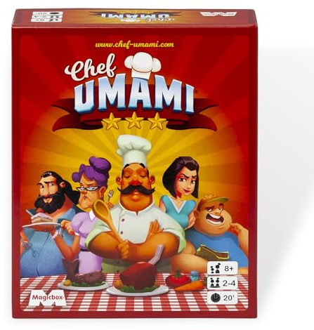 MAGICBOX Chef Umami – Juego de Mesa Familiar | Juego de Cartas para Amigos y Familia | para Niños a Partir de 8 años y Adultos | De 2 a 4 Jugadores | Diversión y Risas aseguradas | Duración 20 min