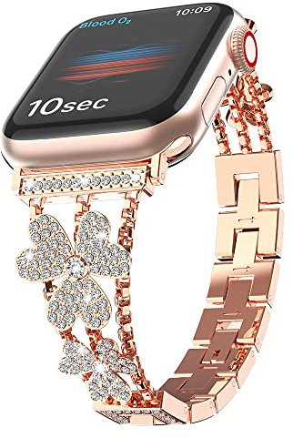 W7ETBEN Metallo Cinturino Compatibile con Apple Watch Cinturino 38/40/41/42/44/45/46/49mm, Cinturino in cristallo di lusso in acciaio inossidabile per iWatch Series 10 9 8 7 6 5 4 3 SE Ultra