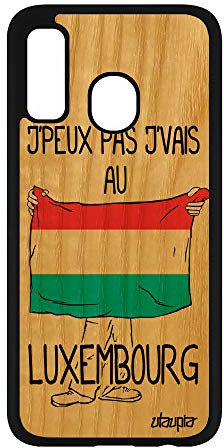 utaupia Coque pour Samsung Galaxy A40 Bois Silicone j'peux Pas j'vais au Luxembourg Euro Coupe du Monde Dessin Smartphone Foot Basket Telephone