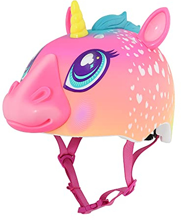 C-Preme Raskullz Child Bike Helmet Super Rainbow Corn (5+ Years) | Kids Bike Helmet With EPS Impact Liner, Adjustable Straps, Cooling Vents, 3D Rainbow Unicorn Design 5+ Years 50-54cm