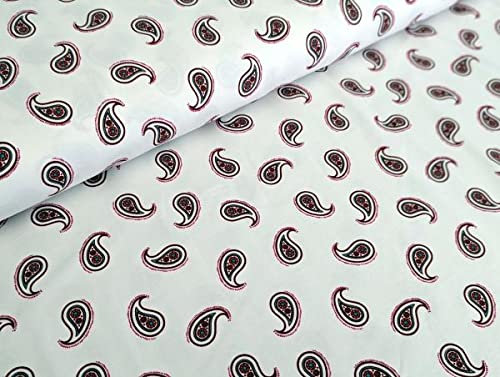 Baumwolljersey Paisley auf Cremeweiss Stoff Meterware Jersey