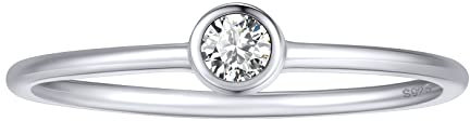 FOCALOOK Damen Herren Ehering Verlobungsring 925 Sterling Silber Solitär Ring mit Runden Weißen Zirkonia Antragsring Partnerring Schmuck Größe 57 (18.1)