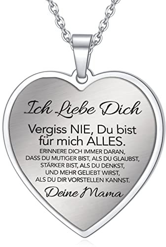 AITENME Kette Herz Halskette an Meine Tochter von Mama-Ich liebe Dich,Damen Mädchen Mutter Tochter Kette Herz Anhänger Geschenke für Meine Tochter Silber