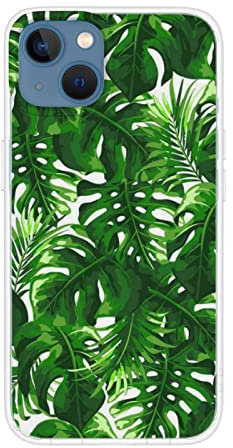 Monstera Deliciosa Schutzhülle für iPhone 13 (15,5 cm), TPU, transparent, stoßfest, mit Bananen-Palmen-Motiv, Handyhülle, transparent