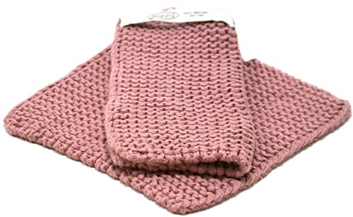 Dänische gestrickte Topflappen aus 100% dicker Öko-Tex zertifizierter Baumwolle oder 100% Bio-Baumwolle – hergestellt in Indien (1 Paar Dark Smoky Rose Organic)