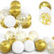 30Pcs Palloncini Oro, 12 Pollici Metallizzato Cromati Oro Confetti Palloncini, Lattice Elio Bianchi e Oro Palloncini con Nastroper Compleanno Matrimonio Bambini Baby Shower Feste Decorazioni