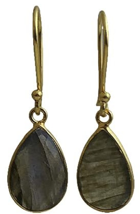 Labradorit Vergoldet 925 Silber Ohrringe - Natürlicher Edelstein - Geburtstagsgeschenk - Weihnachtsgeschenk - Handgefertigte Geschenkideen für Frauen (Labradorit)