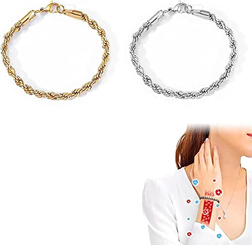 KIASRZN Chris Magnetique Lvmphvity Reinigungsarmband,Chris Magnetique Lvmphvity Reinigungsarmband,Classic Twisted Cable Wire Bracelets (Gold+Silver)