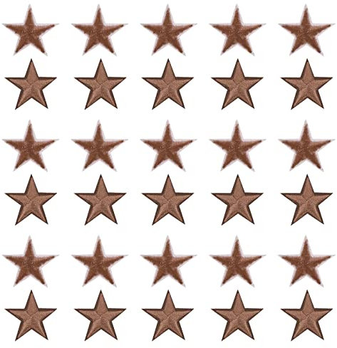 sourcing map Parches para Planchar de 5 Estrellas Pequeño, Pegatina Costura Bordados, Parches Termoadhesivos para Reparación Ropa, Mochila Zapatos Decoración, Marrón Paquete de 30