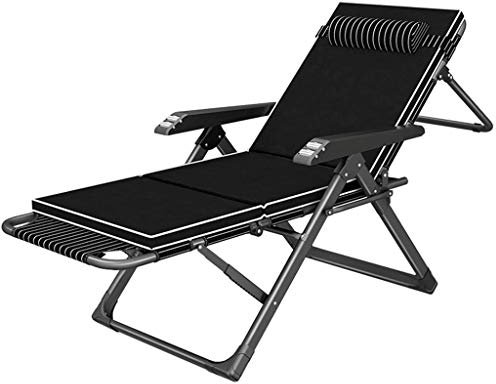 Balkon Büro Relaxsessel Schwarz Heavy Duty Terrassenstühle Liegen mit Kissen für Outdoor Garten Rasen Camping Klappsessel für Wohnzimmer Balkon Comfort Rela