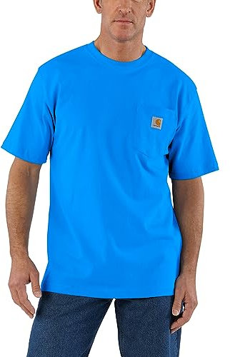 Carhartt Men's Loose Fit Heavyweight Short-Sleeve Pocket T-Shirt, Blue Glow, XXXXL