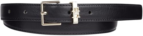 Tommy Hilfiger Damen Gürtel Th Square High Waist 2.0 aus Leder, Schwarz (Black), 100 cm