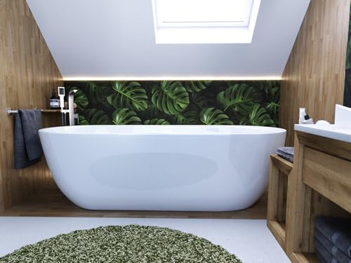 KOLMAN Freistehende Badewanne 170x80 cm Patra Badewannenablage Badewannentablet Bambus Holzablage Ablaufgarnitur Click-ClackWeiß, Exclusive, Modern