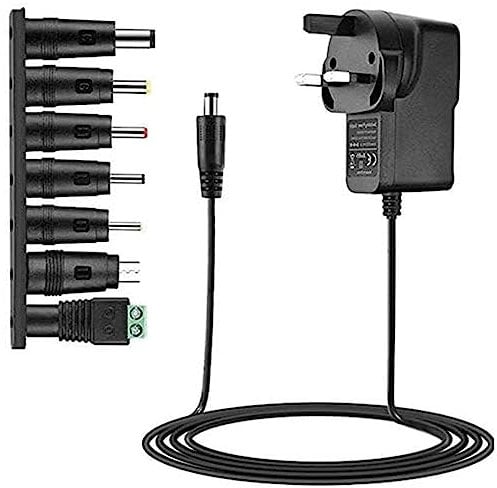 TFUFR 5V 2A Power Supply Adapter, Universal Power Adapter AC to DC Adapter with 7 Tips DC Plug Adapters AC Charger for LED Strip Lights, TV Box, Router, Speaker and more 5V Home Appliances