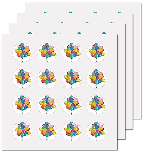 CREATCABIN 128 Stück Ballon-Planer-Aufkleber,Bunt,Vinyl-Aufkleber,Selbstklebend,Wasserfest,Rund,Cartoon-Aufkleber Für Geburtstag,Party,Hochzeit,Wasserflasche,Laptop,Kalender 2.5x2.5 cm