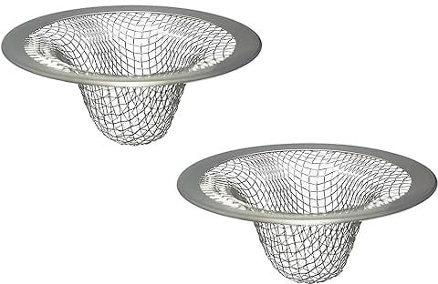 Seatery 1.0 Bathroom Sink Drain Strainers, 2PCS Drain Hair Catchers for Laundry, Mop Pool, Utility, Slop, RV Sink, Stainless Steel Drain Filter