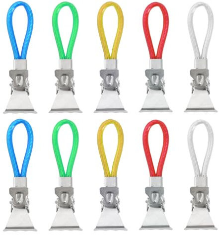 10 Pièces Pinces à Serviettes, Pince à Torchon en Métal, Pinces à Torchons de Cuisine de Couleur, Clips Porte-Torchon avec Boucl, Pince à Suspendre en Tissu pour Salles de Bains (5 Couleurs)