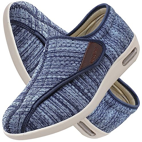 AEHO Pantoufles Diabétiques Femmes Chaussures Orthopédiques pour Diabétiques Chaussures Lâches Basse Extra Large Respirante Léger pour Les Pieds Gonflés Larges et Diabétiques,Lightblue,40.5 EU
