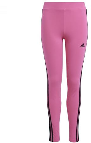 adidas Bambina Essentials 3-Stripes Cotton Tights, pulse magenta/black, 9-10 Years
