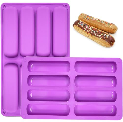 YXHZVON 2 Piezas Moldes De Silicona De Barras Cereales, 8 Cavidades Antiadherente Barritas Energéticas Rectangulares para Chocolate Pan Muffin Brownie Tarta De Queso(Púrpura)