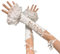 Baynoyia Lolita Fingerlose Handschuhe aus Netzstoff für Damen, Gothic, Fliege, Armstulpen, Y2K, Tüll, lange Handschuhe, Brautschmuck, Abschlussball, Handgelenkmanschette, Krawatte, weiß, Einheitsgröße