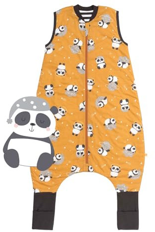 Slumbersac gigoteuse à pieds été pour enfant 1.0 Tog 120 cm légère et douce, Panda | Turbulette avec ouvertures aux jambes et couvre-pieds antidérapants, taille 120-130 cm, pour été & printemps