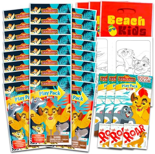 Disney Lion Guard - Set di mini bomboniere per bambini, confezione con 24 confezioni da gioco Lion Guard con pagine da colorare, adesivi, altro (forniture per feste di compleanno della guardia leone)