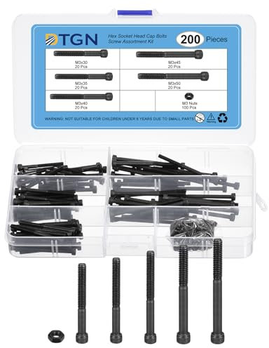 DTGN 200pz Assortimento di Viti Metriche, M3 Kit di Bulloni e Dadi, 12.9 Grado Acciaio Acciaio M3x30/35/40/45/50mm Set Bulloni per Viti a Testa Esagonale