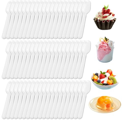 500 Stück Plastiklöffel: Wiederverwendbare Dessertlöffel Eierlöffel aus Kunststoff 7.5cm, Plastik Löffel Eislöffel Plastik BPA-freie, für Dessert Pudding Mousse Partys Hochzeiten Picknicks