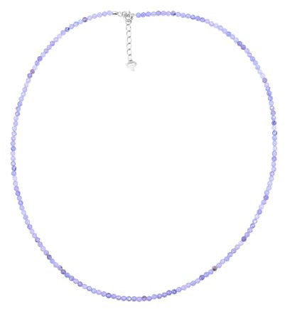 Tansanit Halskette 925 Silber Natürlicher Edelstein Schmuck (33 + 3 cm)