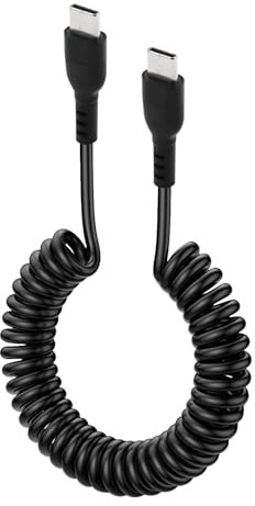 USB C to C Charger Cable Spring Type C Phone Cable Fast Charging Coiled Cable Short Retractable Cord Lead Adapter Data Sync for Samsung Galaxy S24 S23 S22 S21 A22 A23 A33 A53 A54 Huawei P30/P20Lite