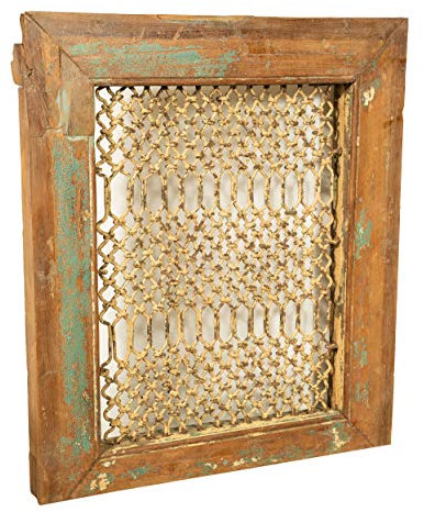 Biscottini Finestra Antica Legno massello 73,5x7,5x83,5 cm - Finestre in Legno Decorative e Funzionali - Finestra Vintage Legno